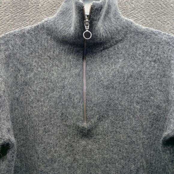 Quince Women’s Grey Alpaca Blend Half-Zip Pullover Small Luxury Soft Knit - Picture 3 of 7